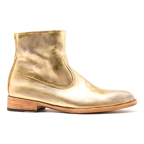 NWOT George Esquivel Boswell Chelsea Boot Zip-Up Gold Leather 10.5 - Picture 1 of 13